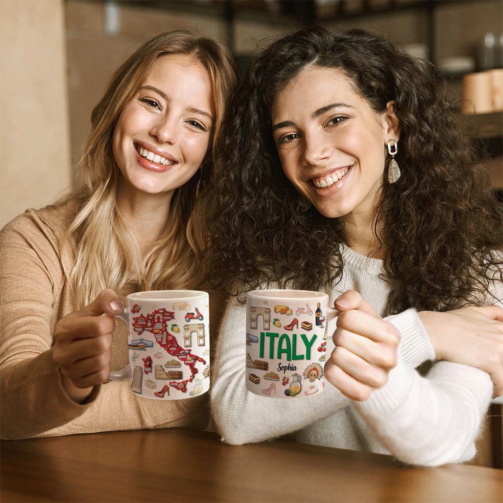 Custom Italy Map Symbols Mug And Your Name