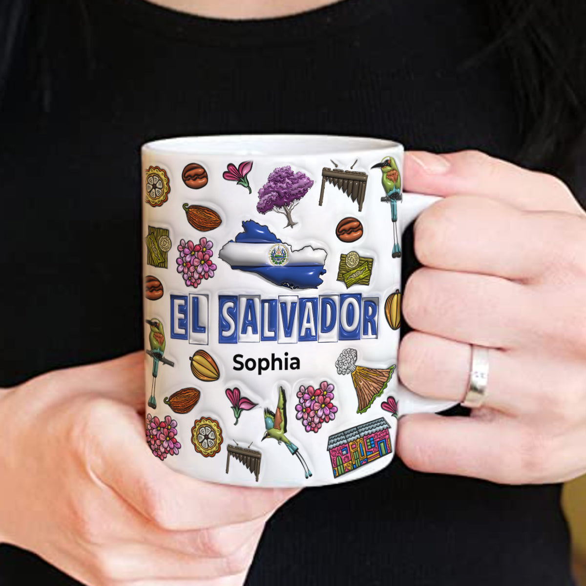 Custom El Salvador Mug With Map, Flag