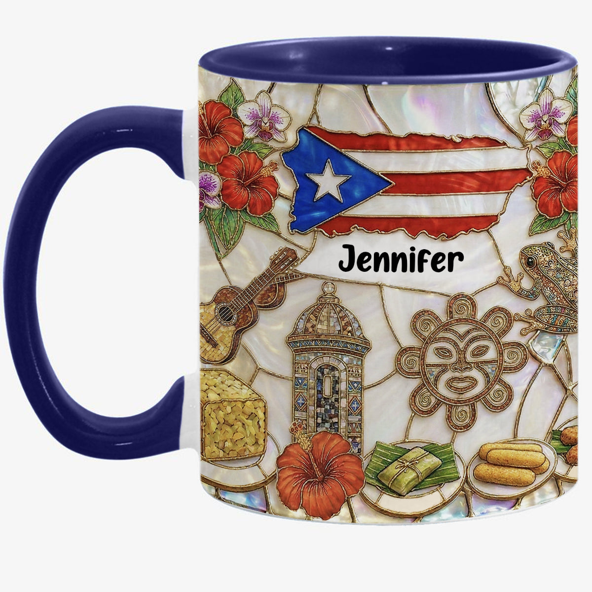 Custom Puerto Rico Accent Mug With Symbols Of Puerto Rico