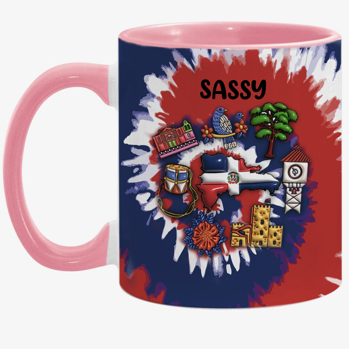 Customized Dominican Republic Coffee Mug Cup With Tie Dye Effect
