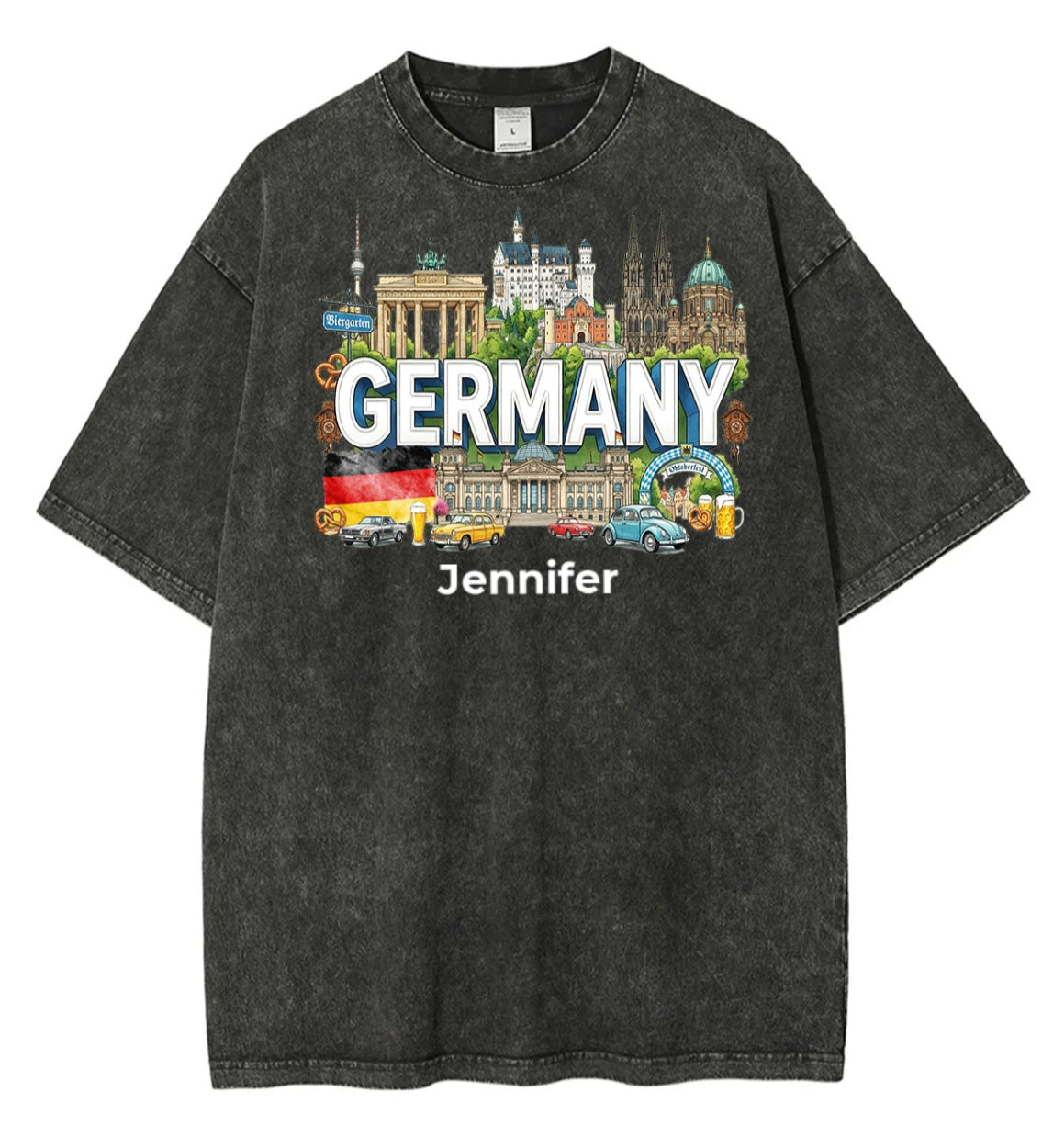 Custom Germany Symbols Washed T-shirt
