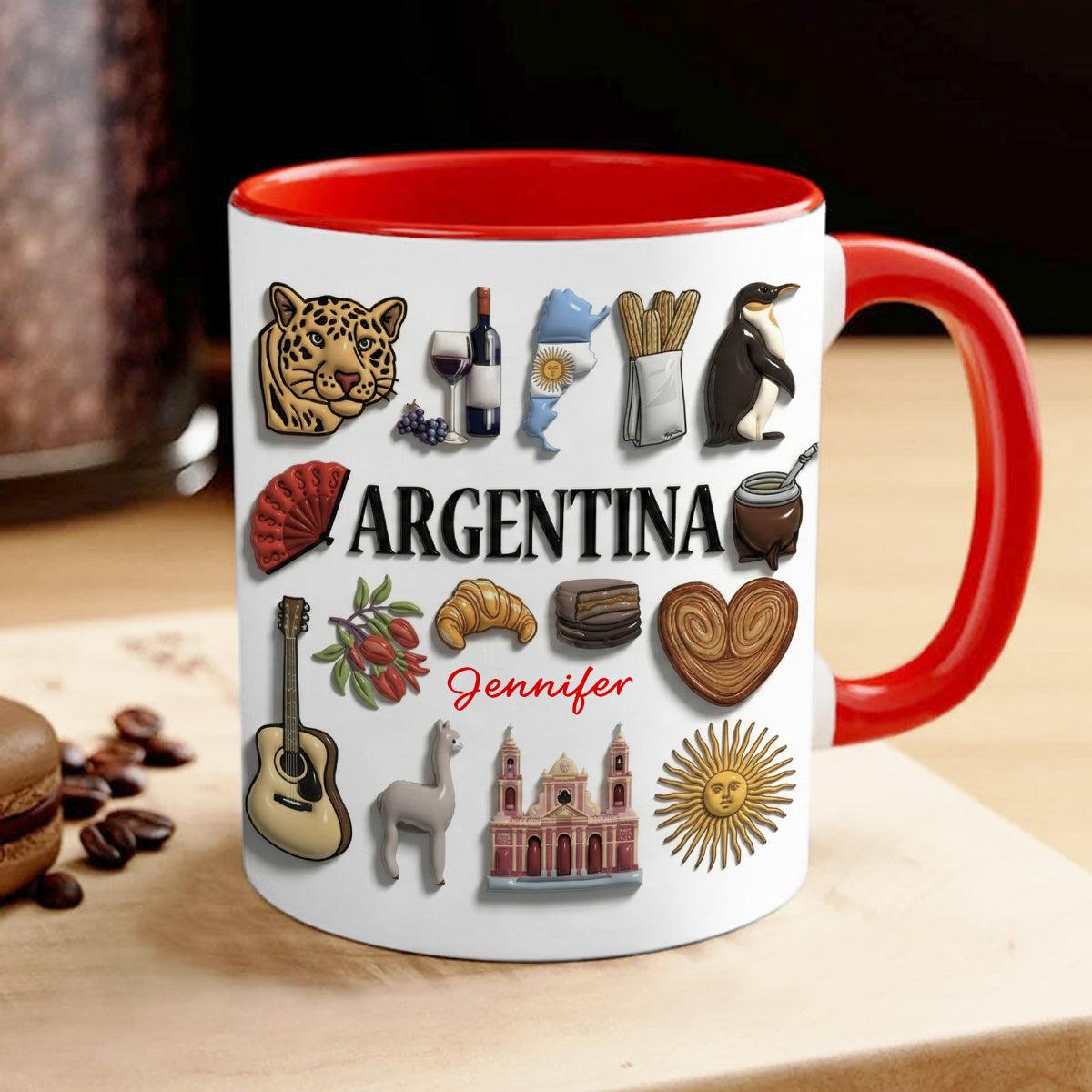 Custom Argentina Accent Mug With Many Argentina Symbols