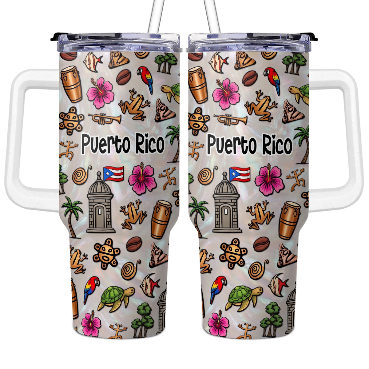 Custom Beautiful Puerto Rico Symbols 40oz Tumbler