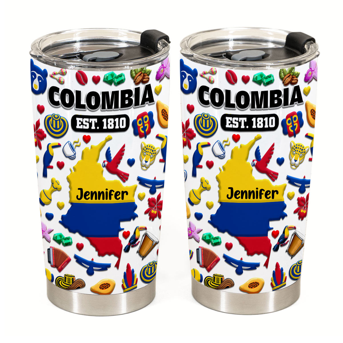 Custom Colombia EST 1810 Tumbler Cup With Your Name