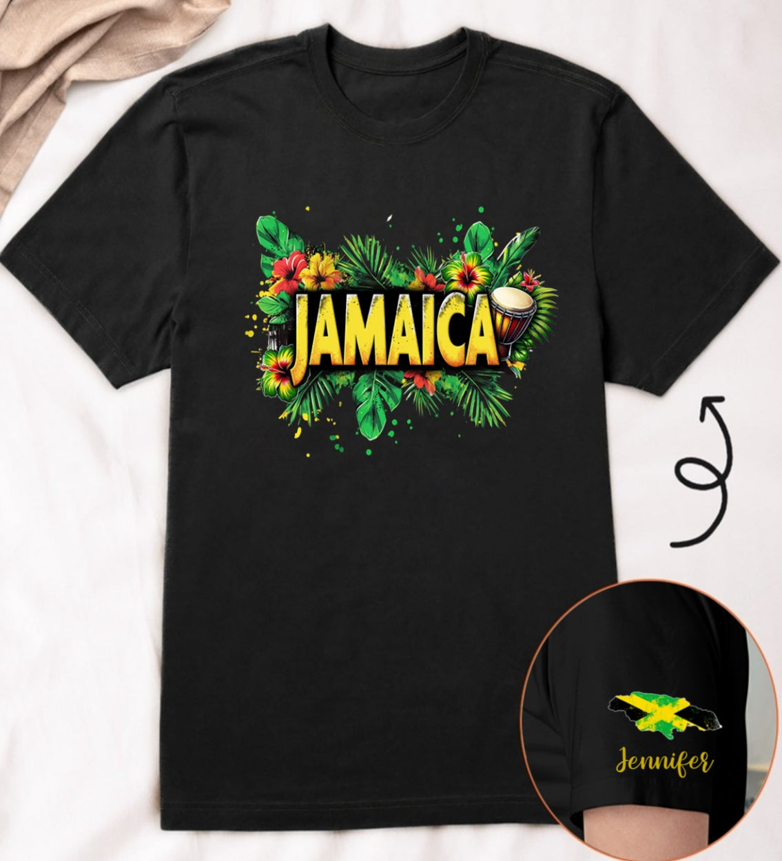 Custom Jamaica Symbols With Name On The Sleeve
