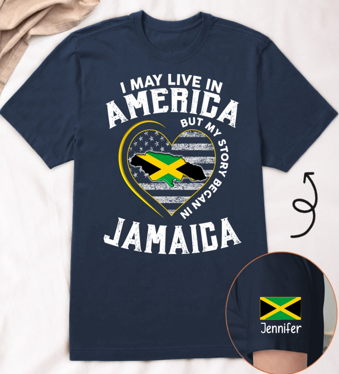 Custom My Story Began In Jamaica T-shirt With Name On The Sleeve