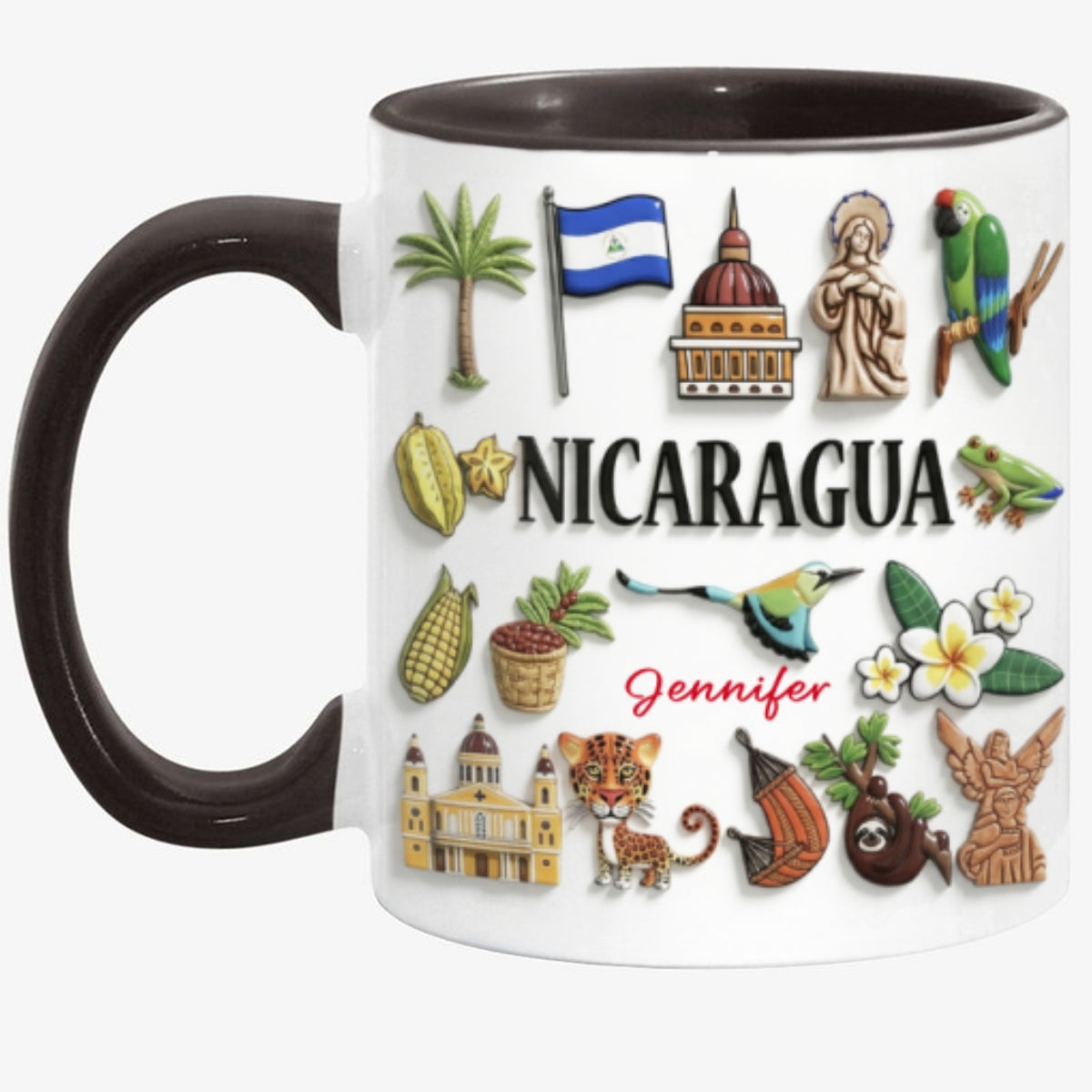 Custom Nicaragua Accent Mug With Many Nicaragua Symbols