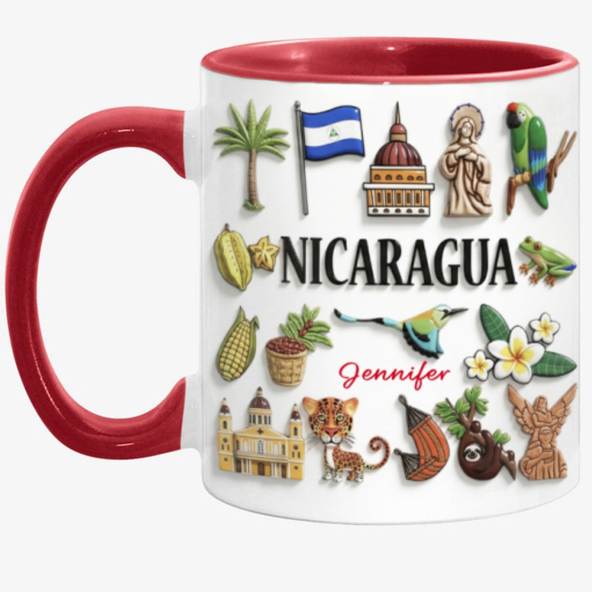 Custom Nicaragua Accent Mug With Many Nicaragua Symbols