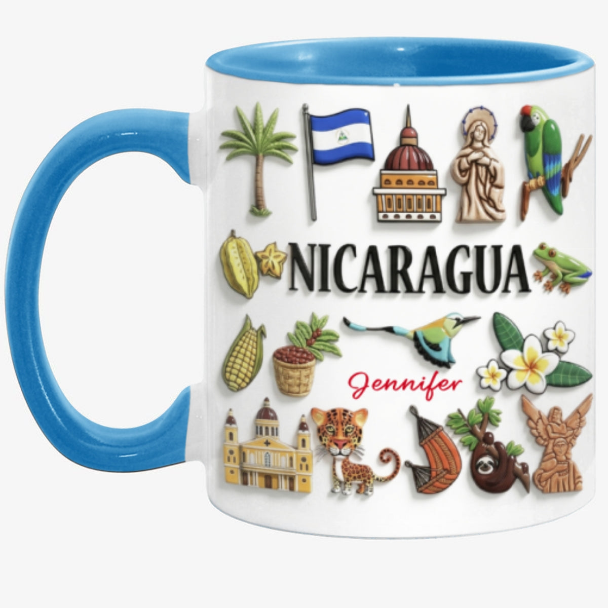 Custom Nicaragua Accent Mug With Many Nicaragua Symbols