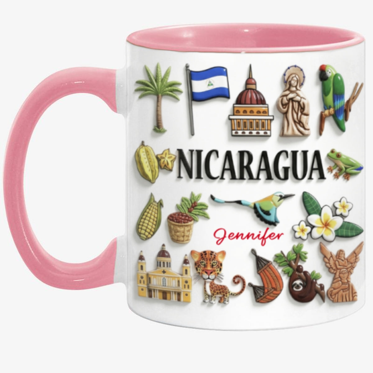 Custom Nicaragua Accent Mug With Many Nicaragua Symbols