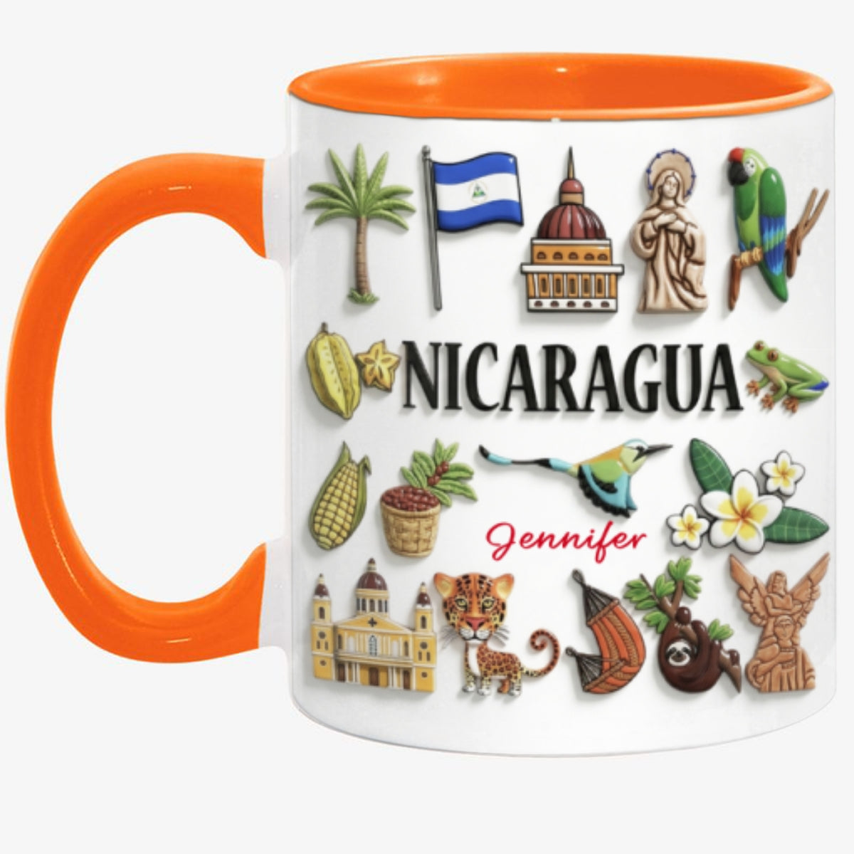 Custom Nicaragua Accent Mug With Many Nicaragua Symbols