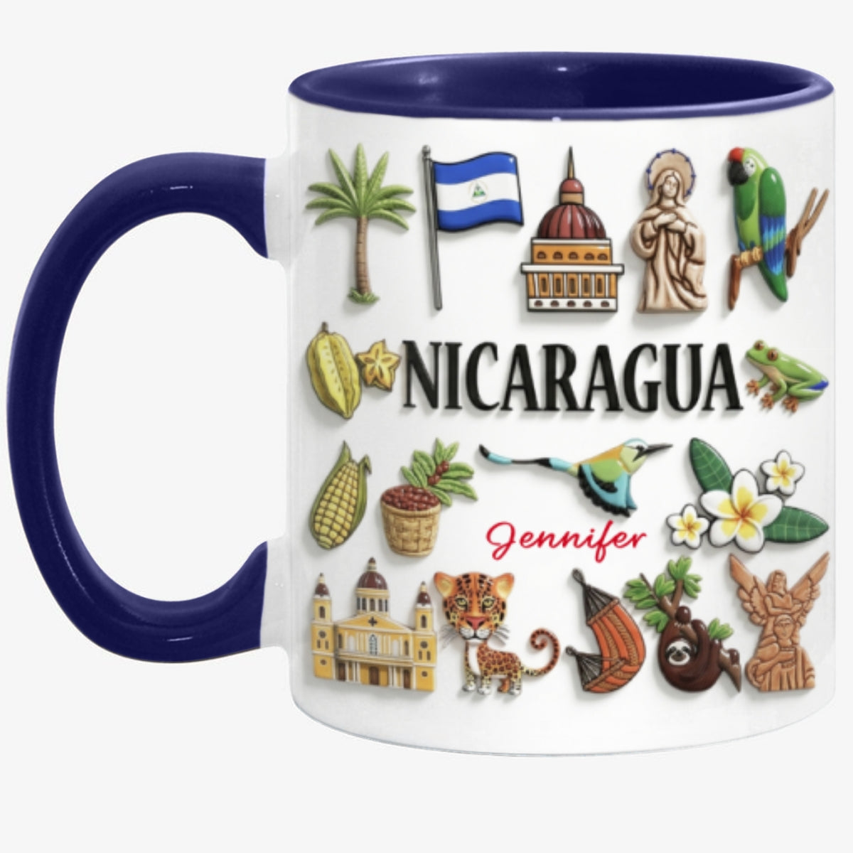 Custom Nicaragua Accent Mug With Many Nicaragua Symbols