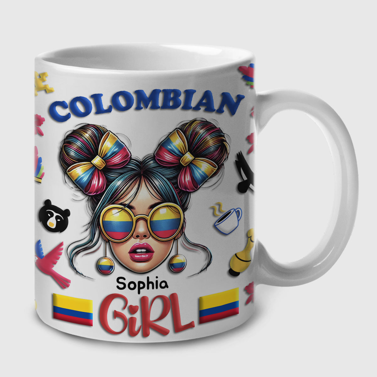 Custom Colombian Girl Mug Cup With Name
