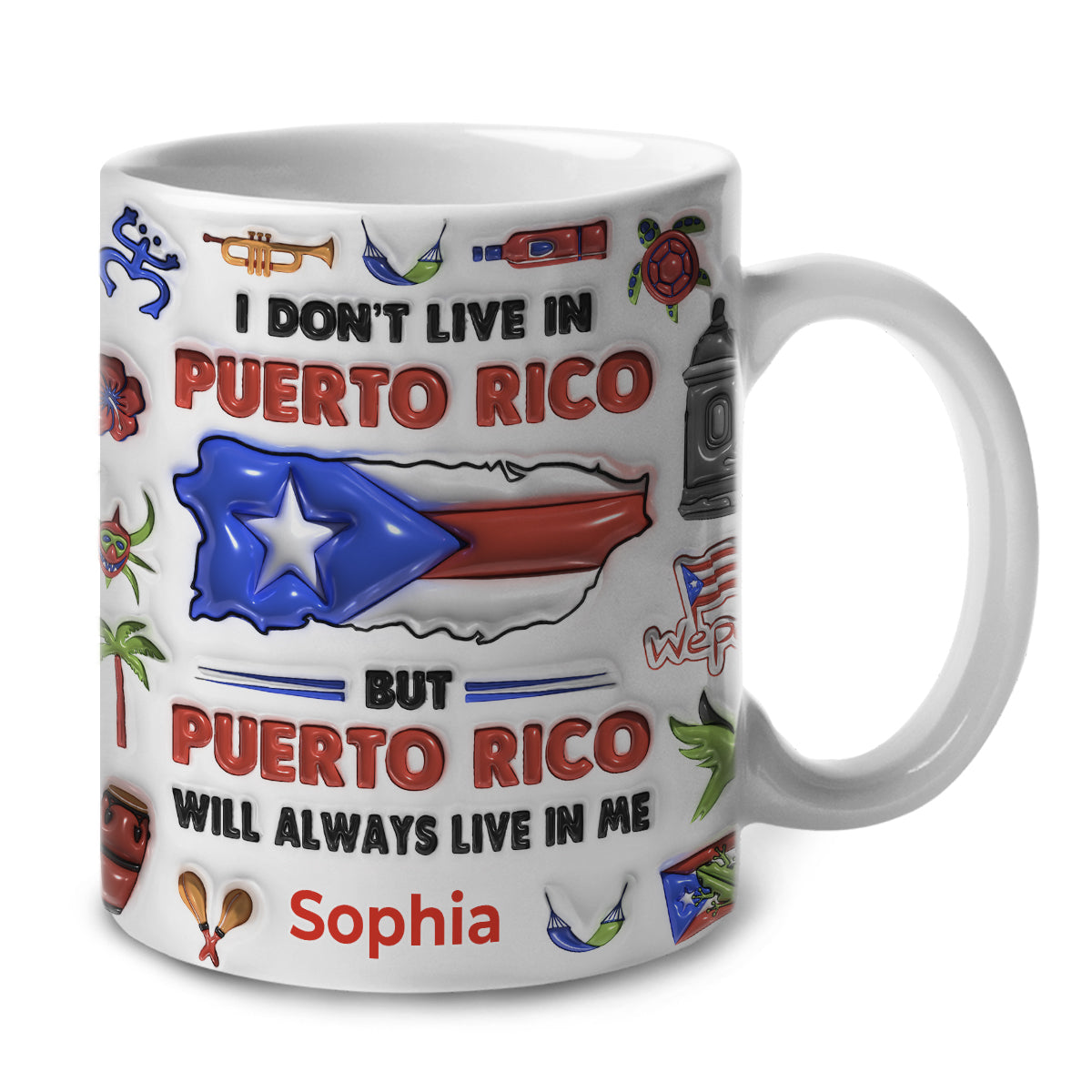 Custom Puerto Rico Will Always Live In Me, Symbols Coffee Mug Cup
