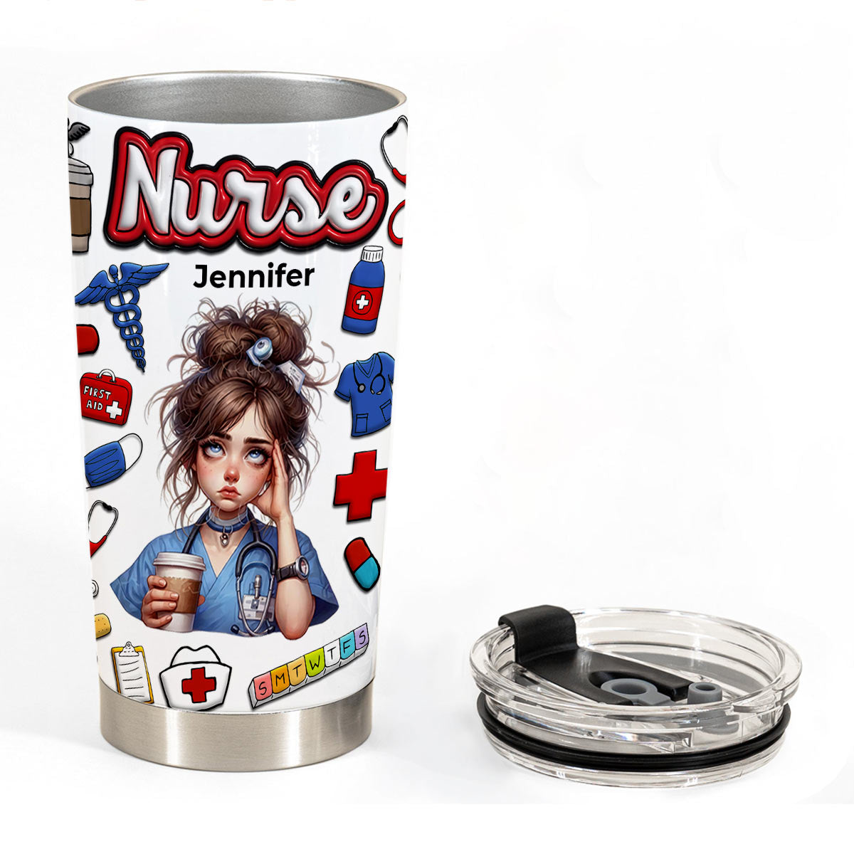 Custom Proud Nurse Tumbler, Clipart And Name