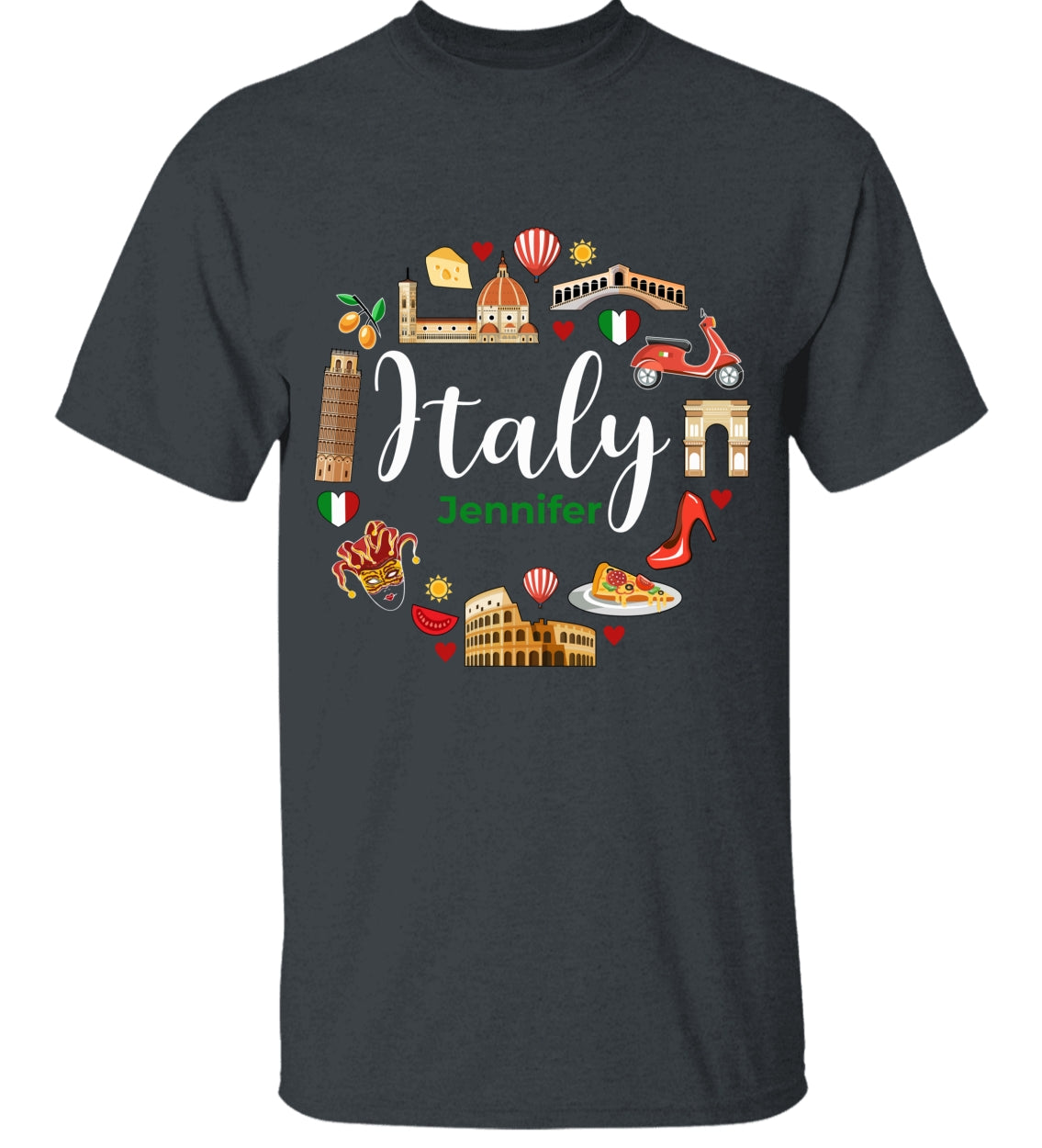 Custom Italy Italia T-shirt With Circle Symbols