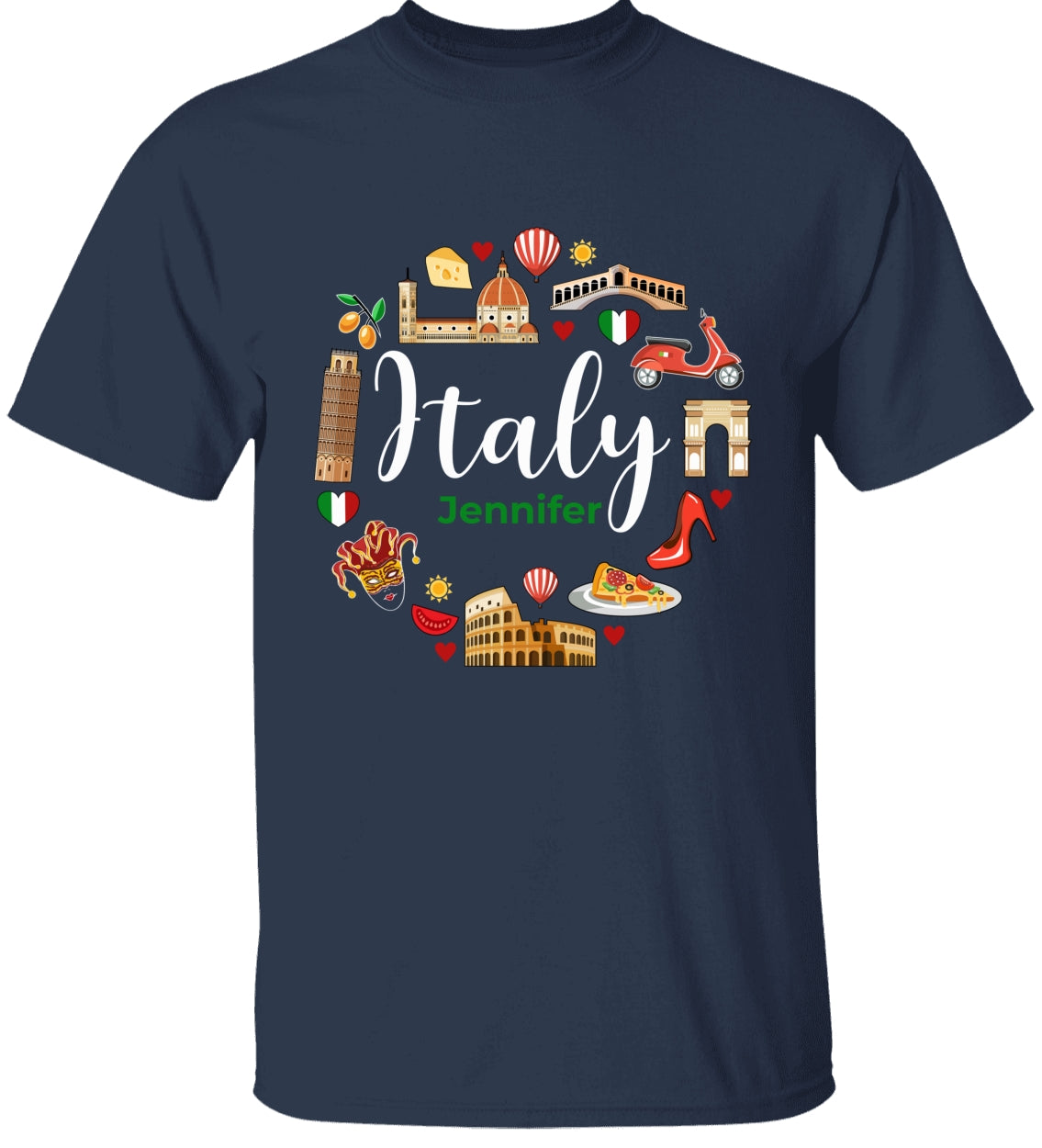 Custom Italy Italia T-shirt With Circle Symbols