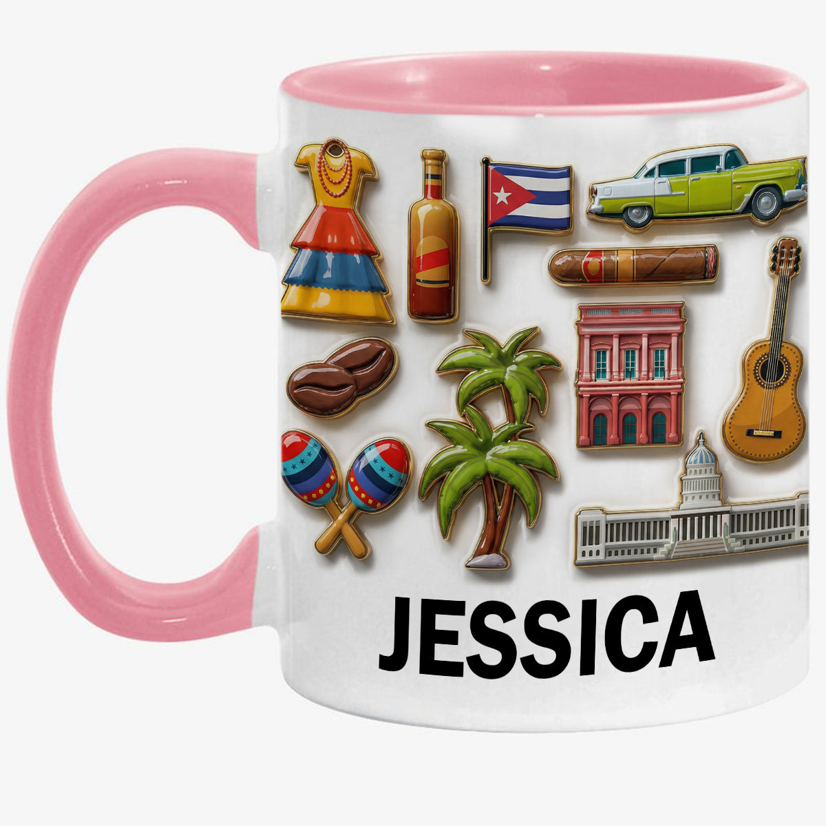 Cuba Culture 2D Printed Coffee Mug Cup Personalized With Name
