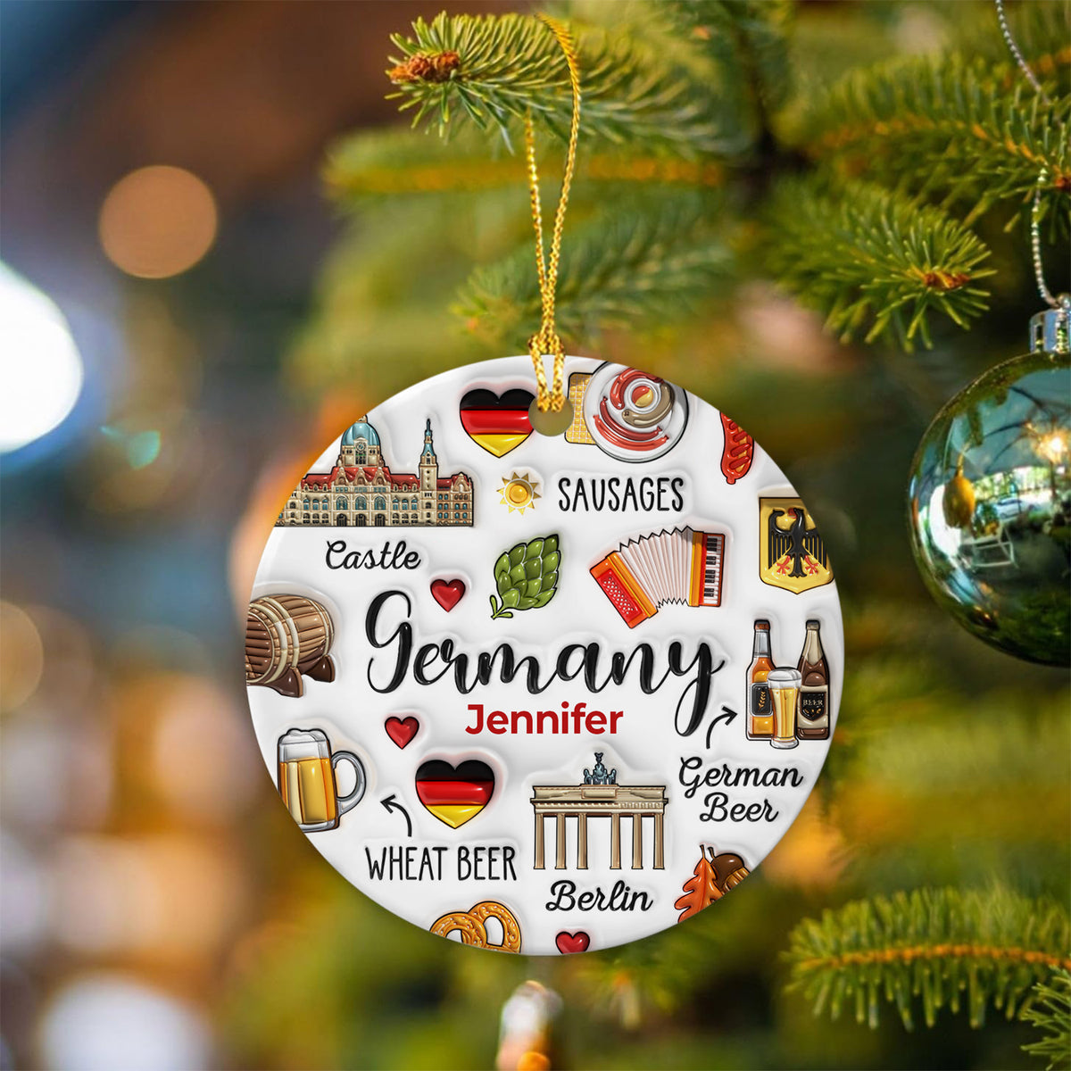 Custom Germany Christmas Ornament With Symbols