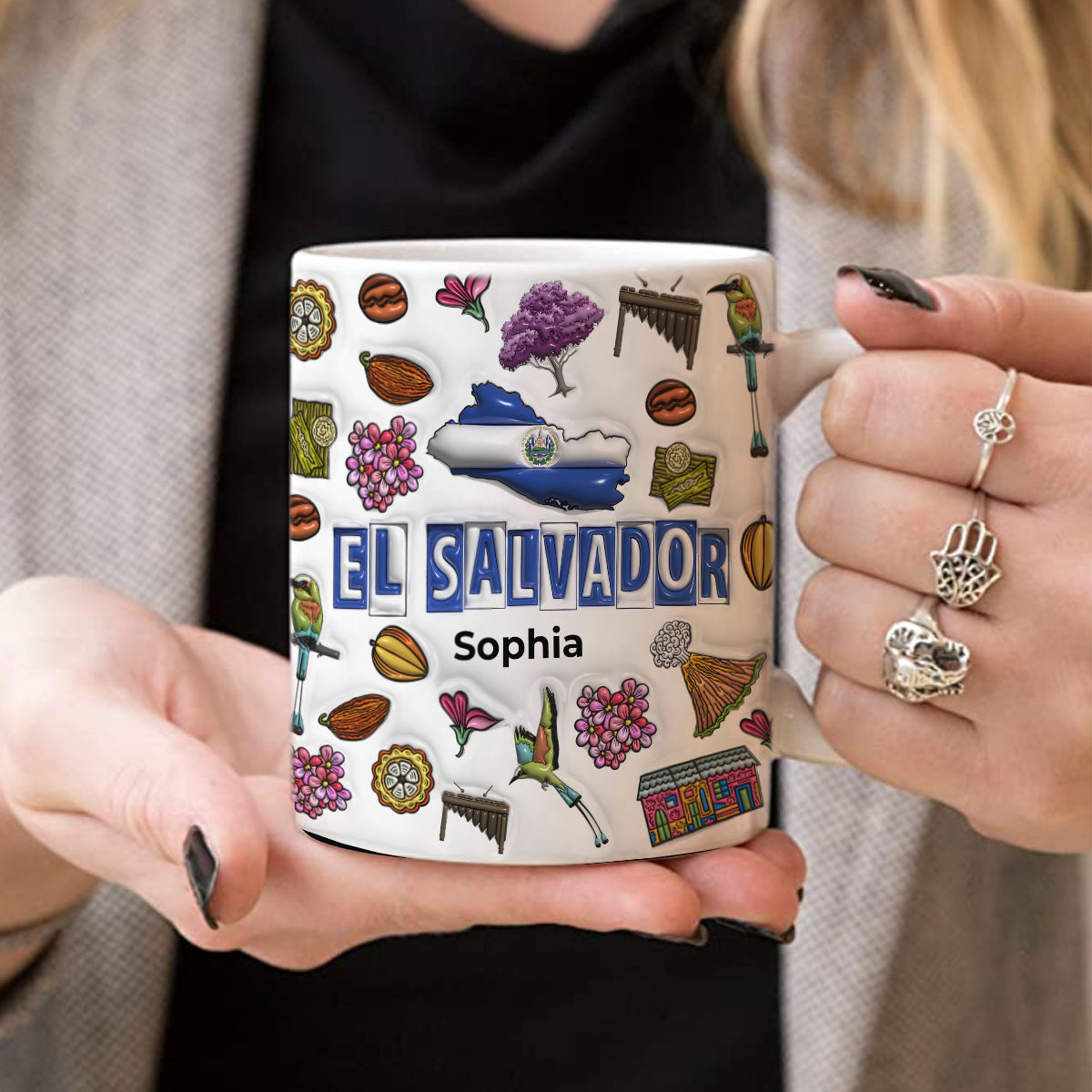 Custom El Salvador Mug With Map, Flag