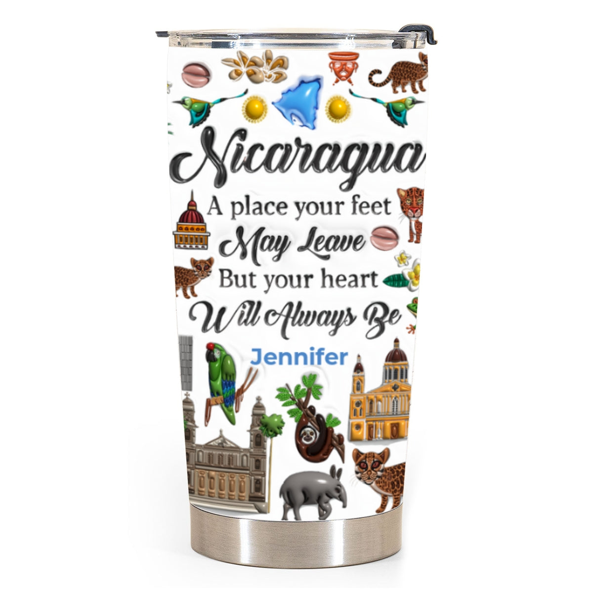 Custom Nicaragua A Place Your Feet May Leave Tumbler 20oz