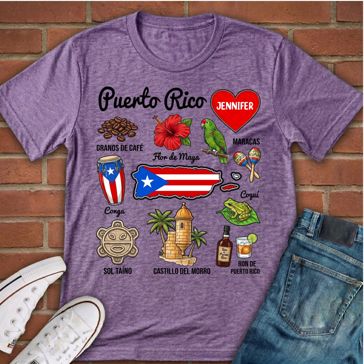 Custom Puerto Rico Boricua T-shirt With Symbols