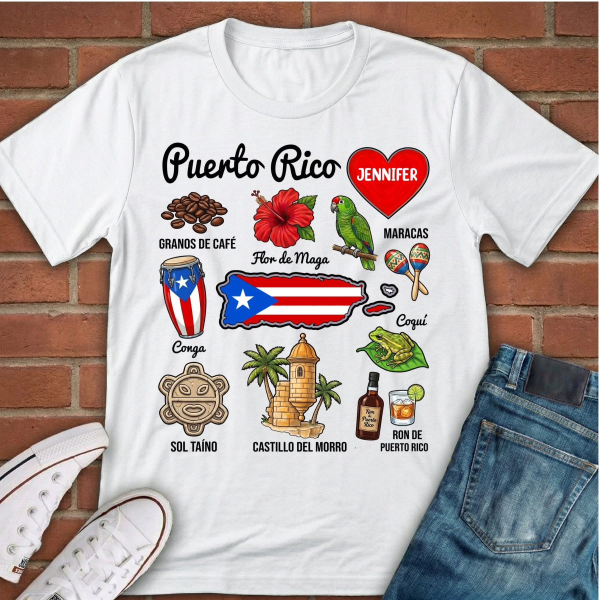 Custom Puerto Rico Boricua T-shirt With Symbols