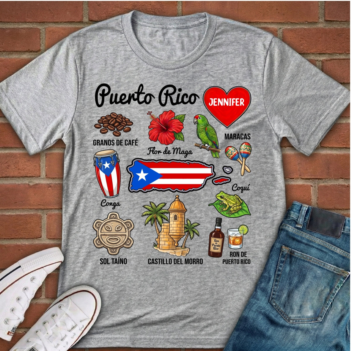 Custom Puerto Rico Boricua T-shirt With Symbols
