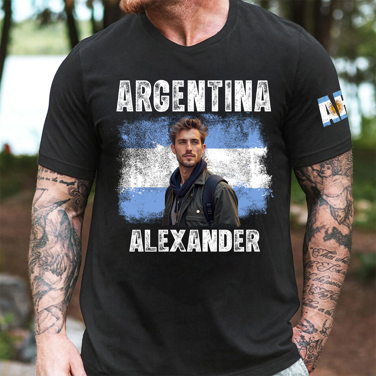 Custom Argentina T-shirt With Photo And Name