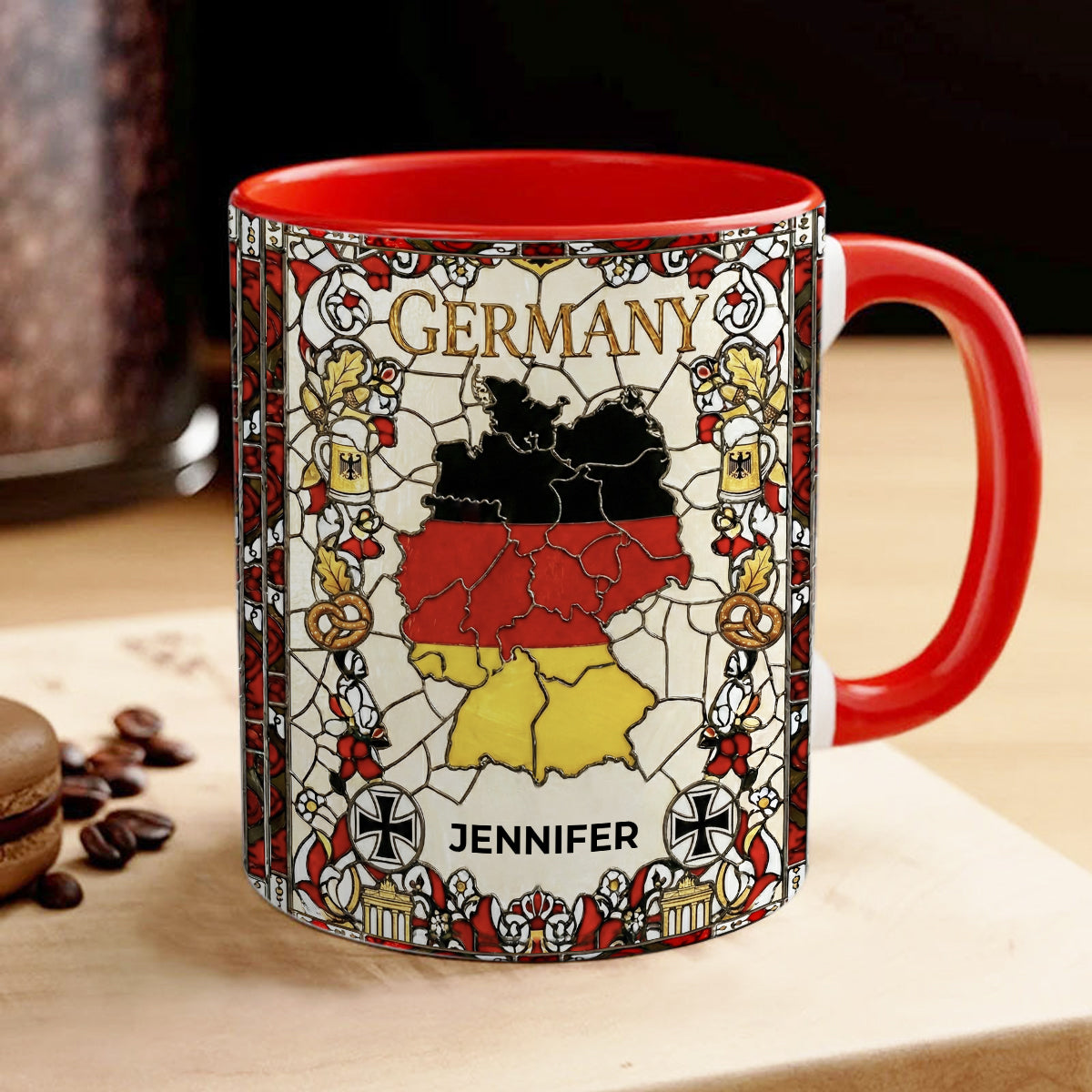 Custom Germany Accent Mug With Flower Patterns