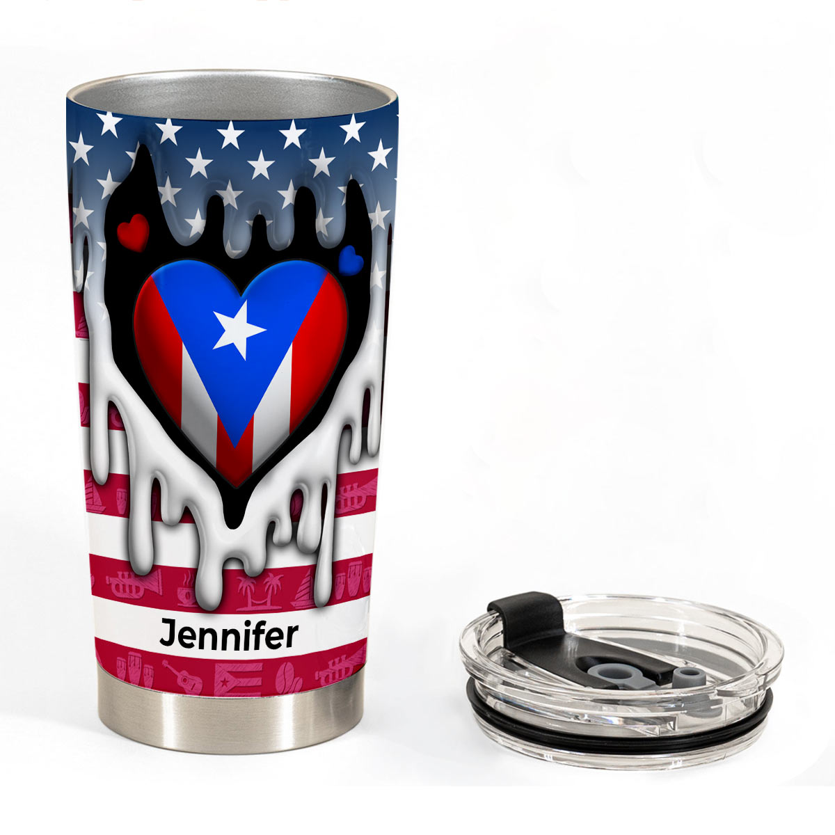 Custom Puerto Rico Tumbler With Puerto Rico Heart