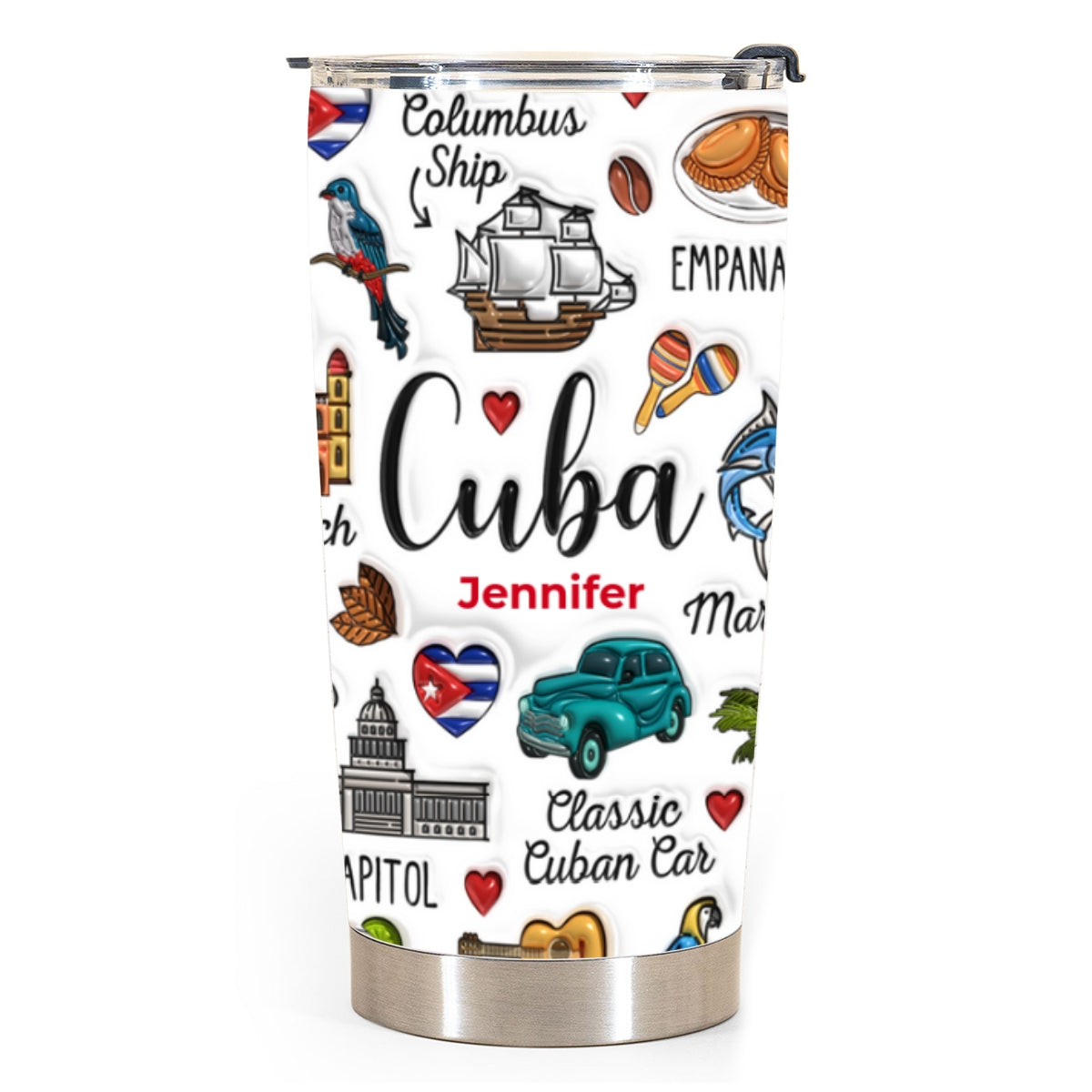 Custom Cuba Cuban Tumbler Cup With Symbols