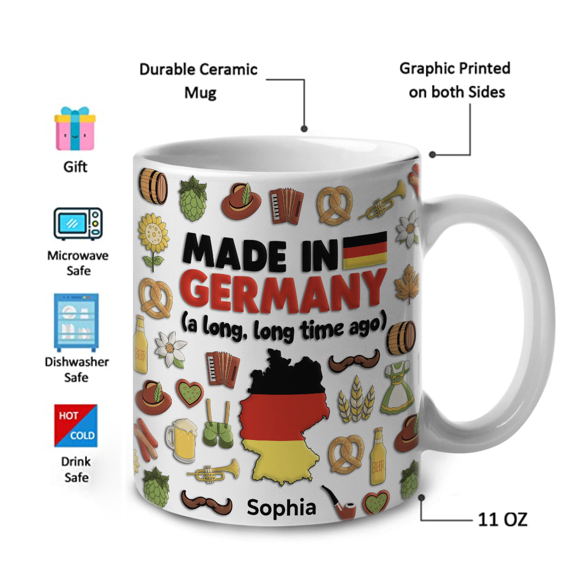 Made In Germany A Long Long Time Ago Mug And Your Name