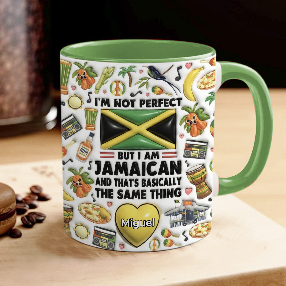 I'm Not Perfect But I'm Jamaican Personalized Coffee Mug Cup