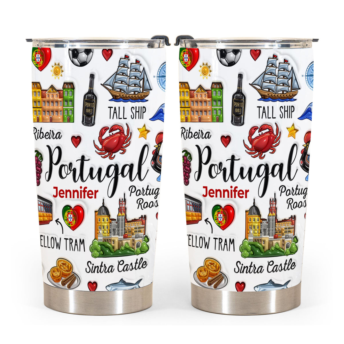 Custom Portugal Portuguese Tumbler Cup With Symbols