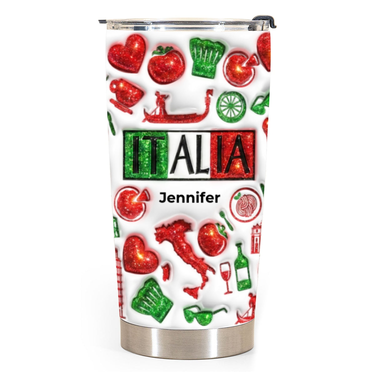 Custom Italia Tumbler With Your Name With Glitter Effect
