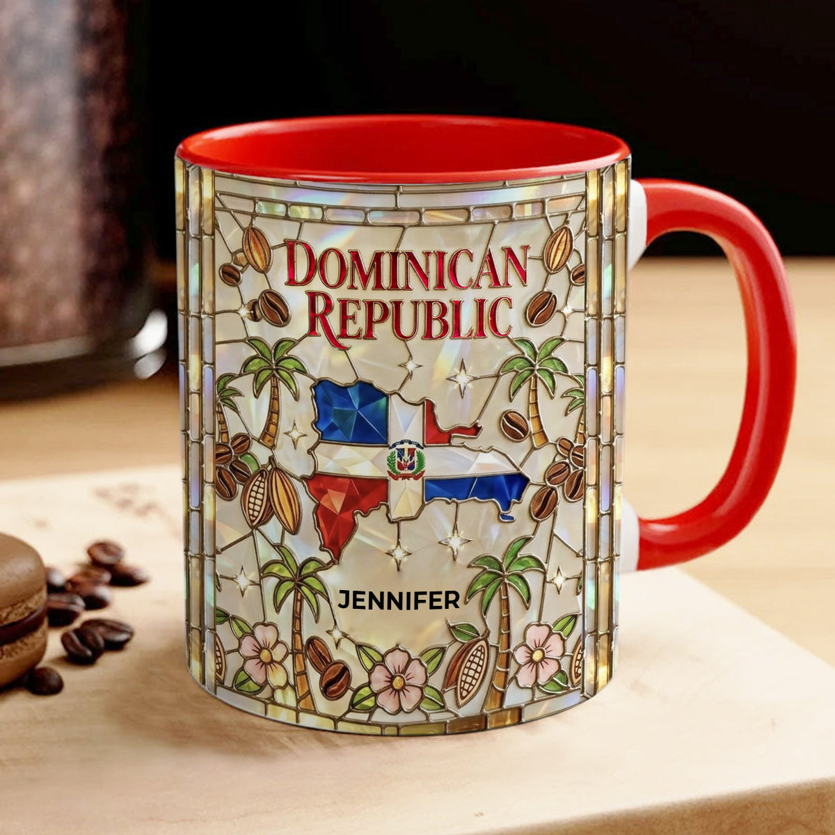 Custom Dominican Republic Accent Mug With Dominican Patterns
