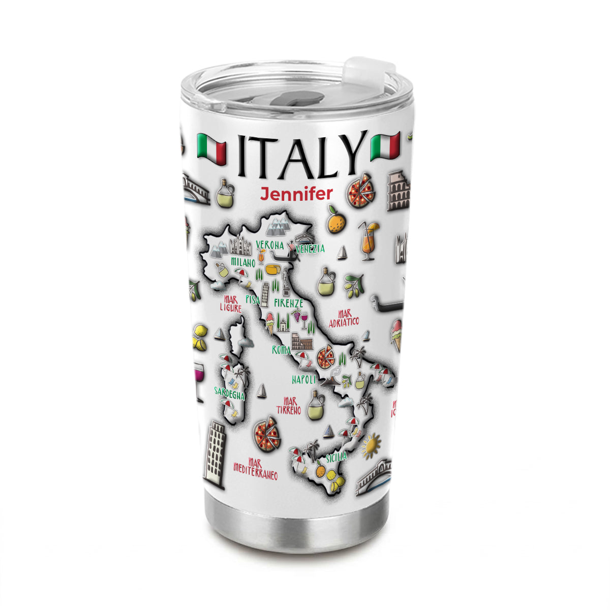 Custom Italy Map Tumbler With Your Name