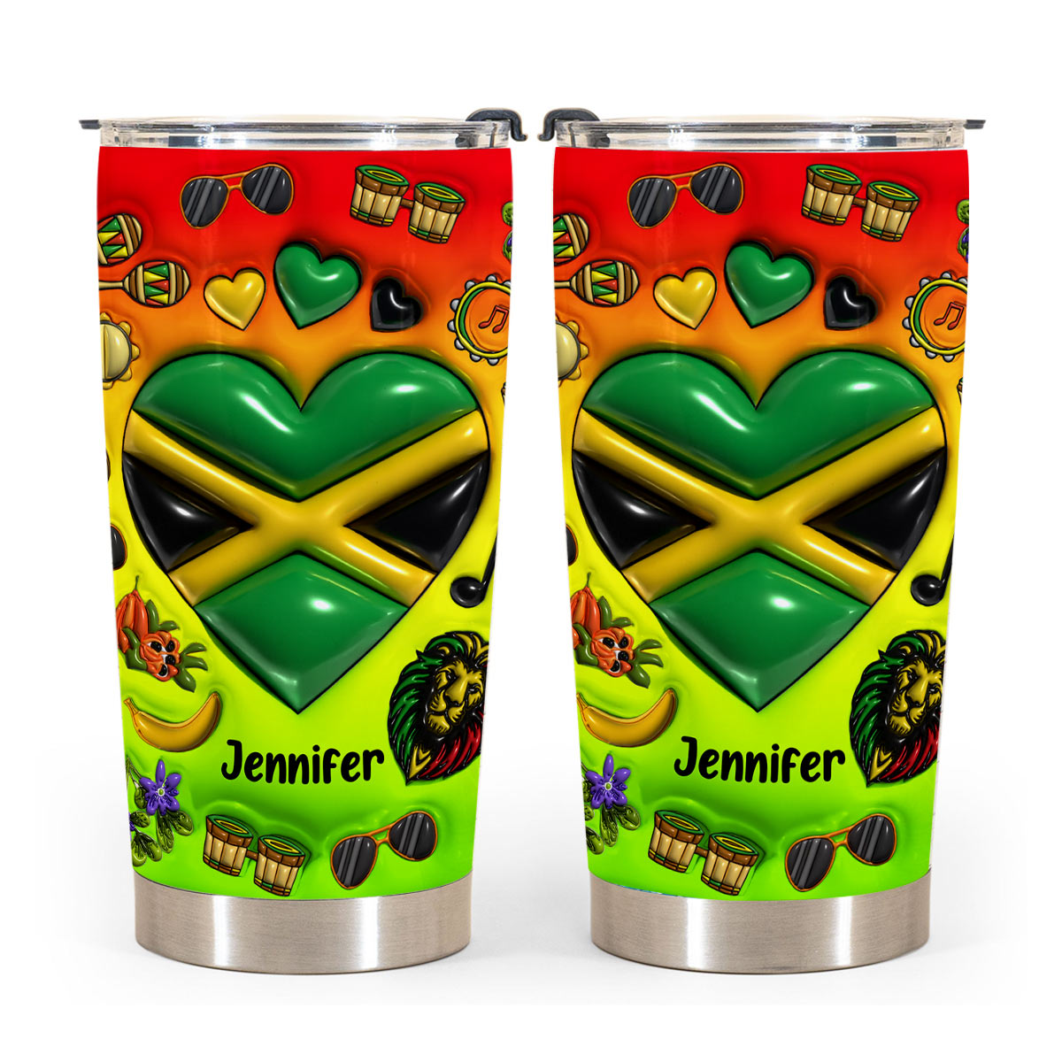 Custom Jamaica Heart Tumbler With Name