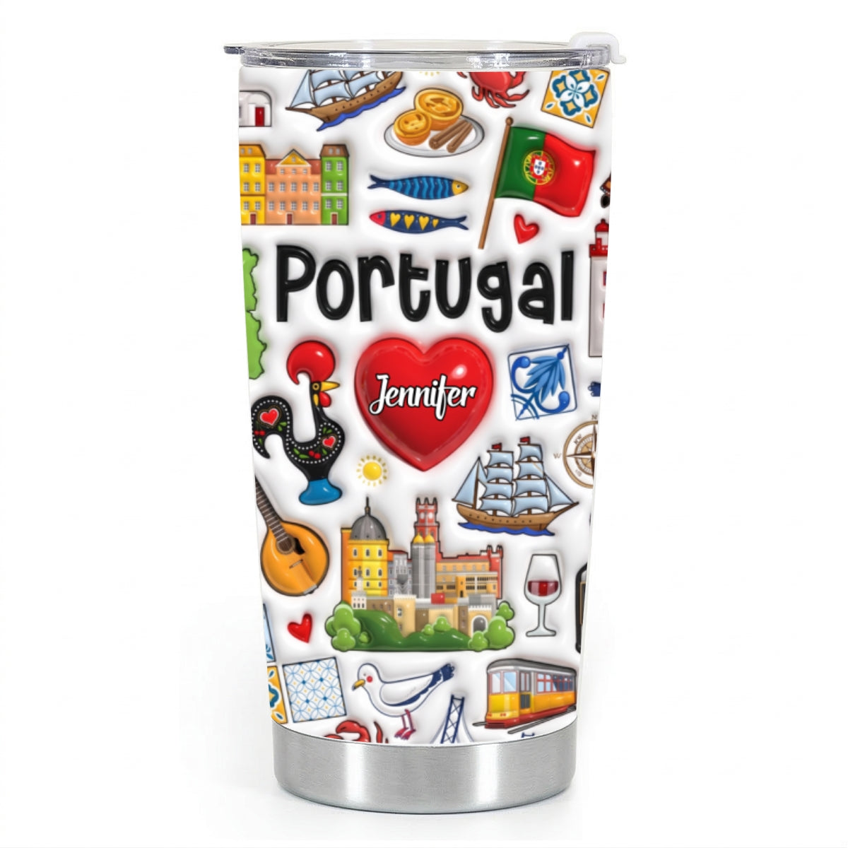 Custom Portugal Tumbler With Flag On Portugal