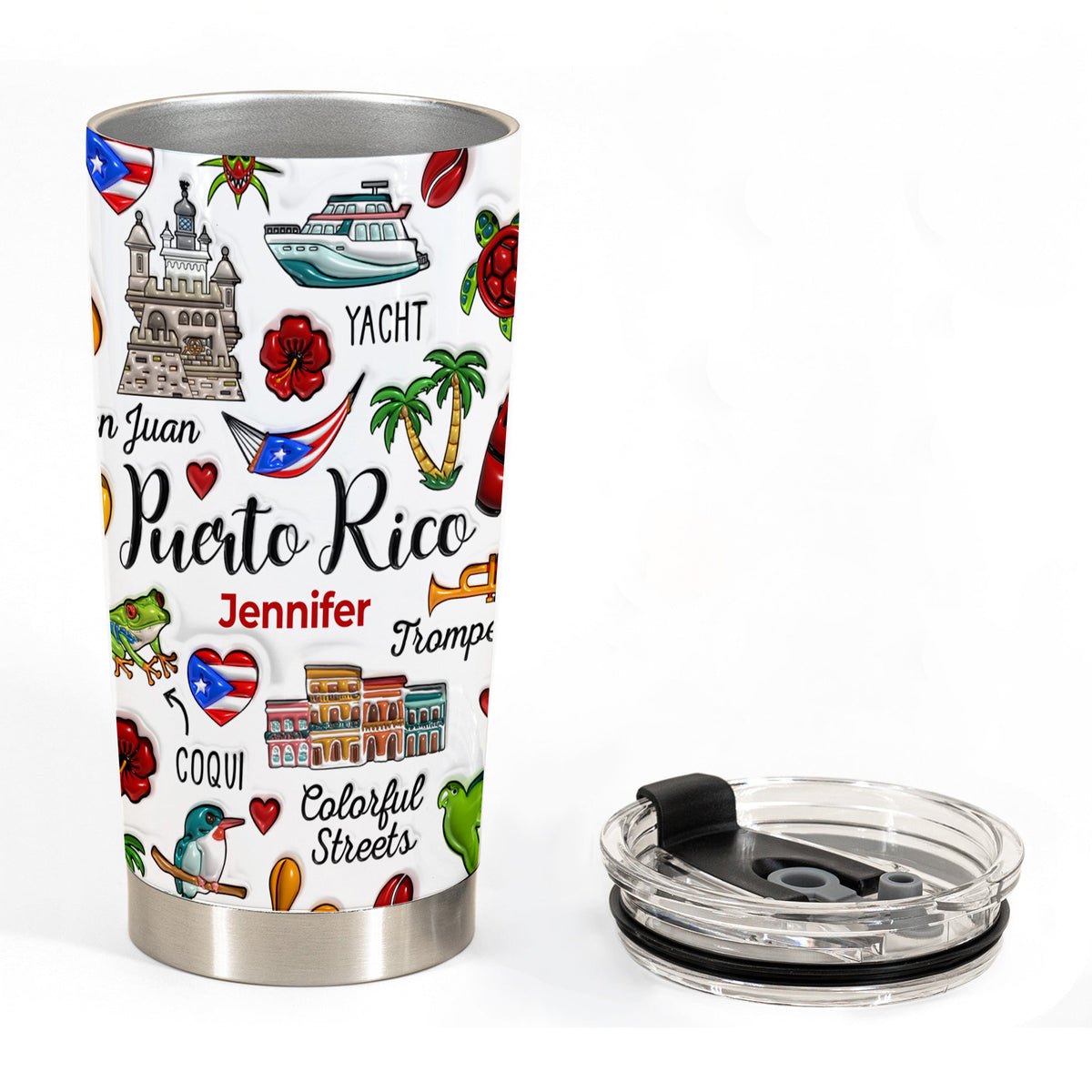 Custom Puerto Rico Boricua Tumbler Cup With Symbols