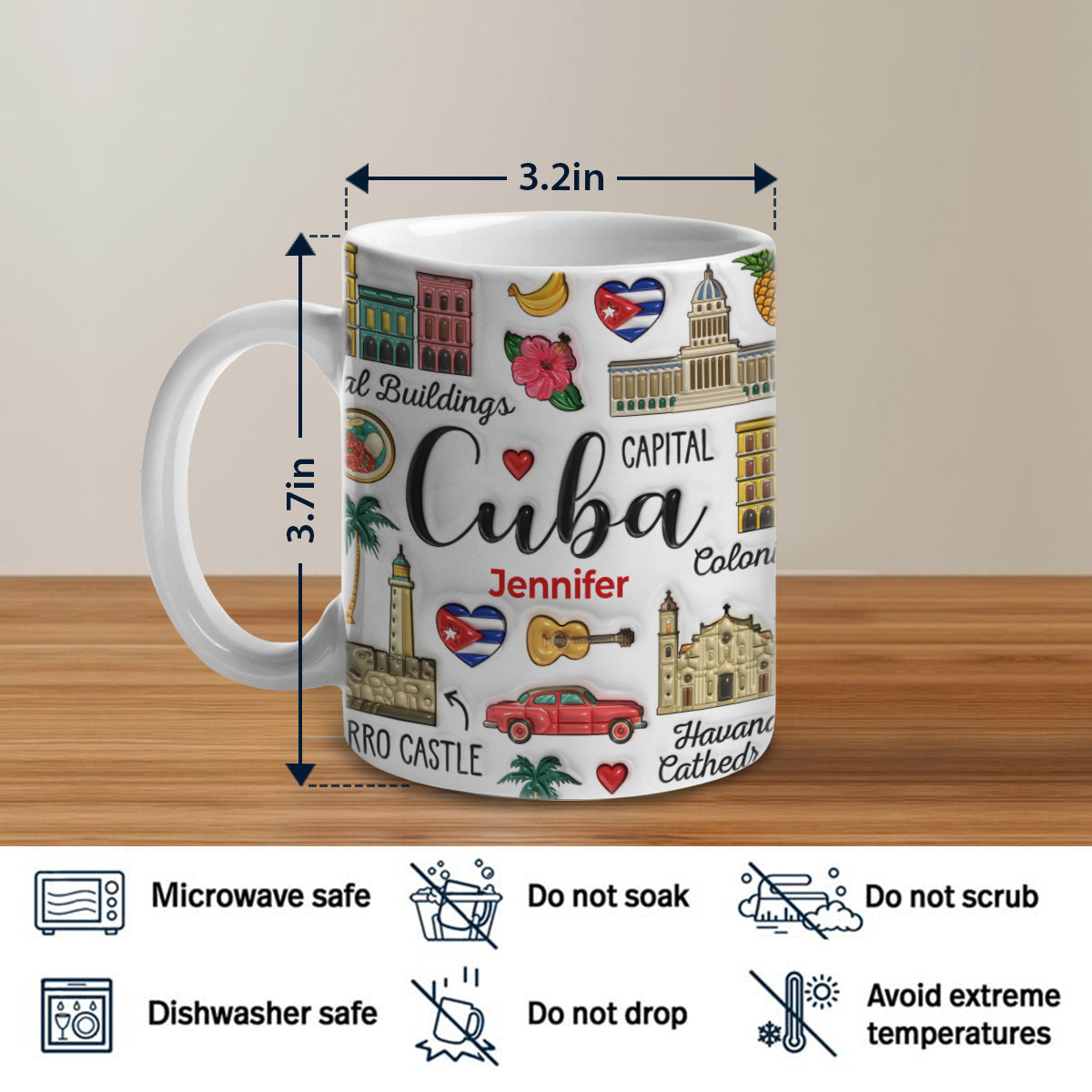 Custom Cuba Coffee Mug Cup With Symbols