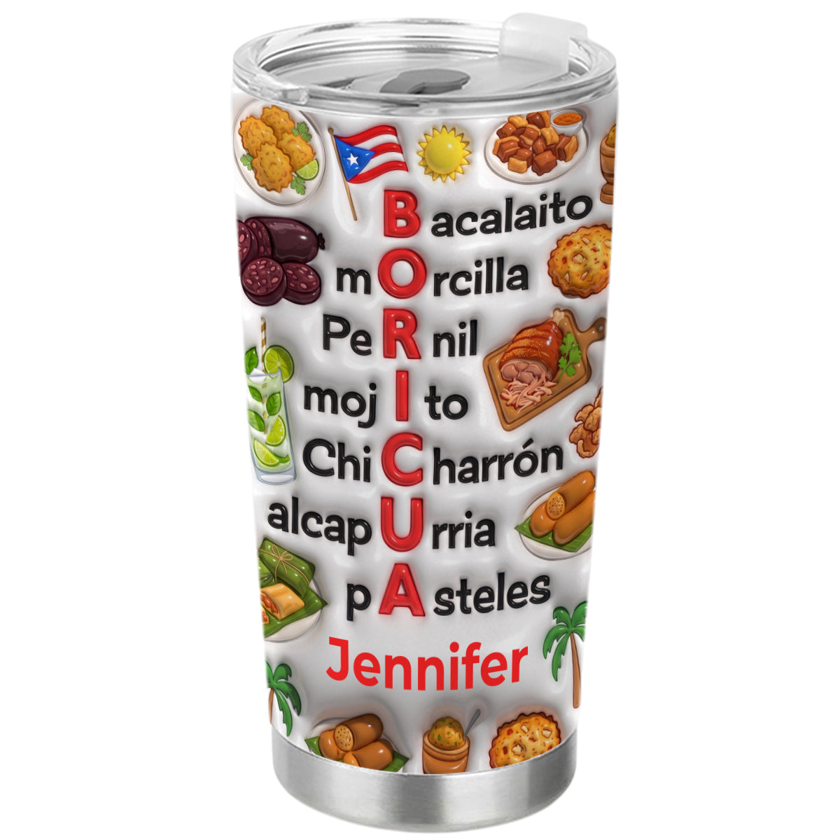 Custom Puerto Rico Boricua Tumbler With Symbols Effect