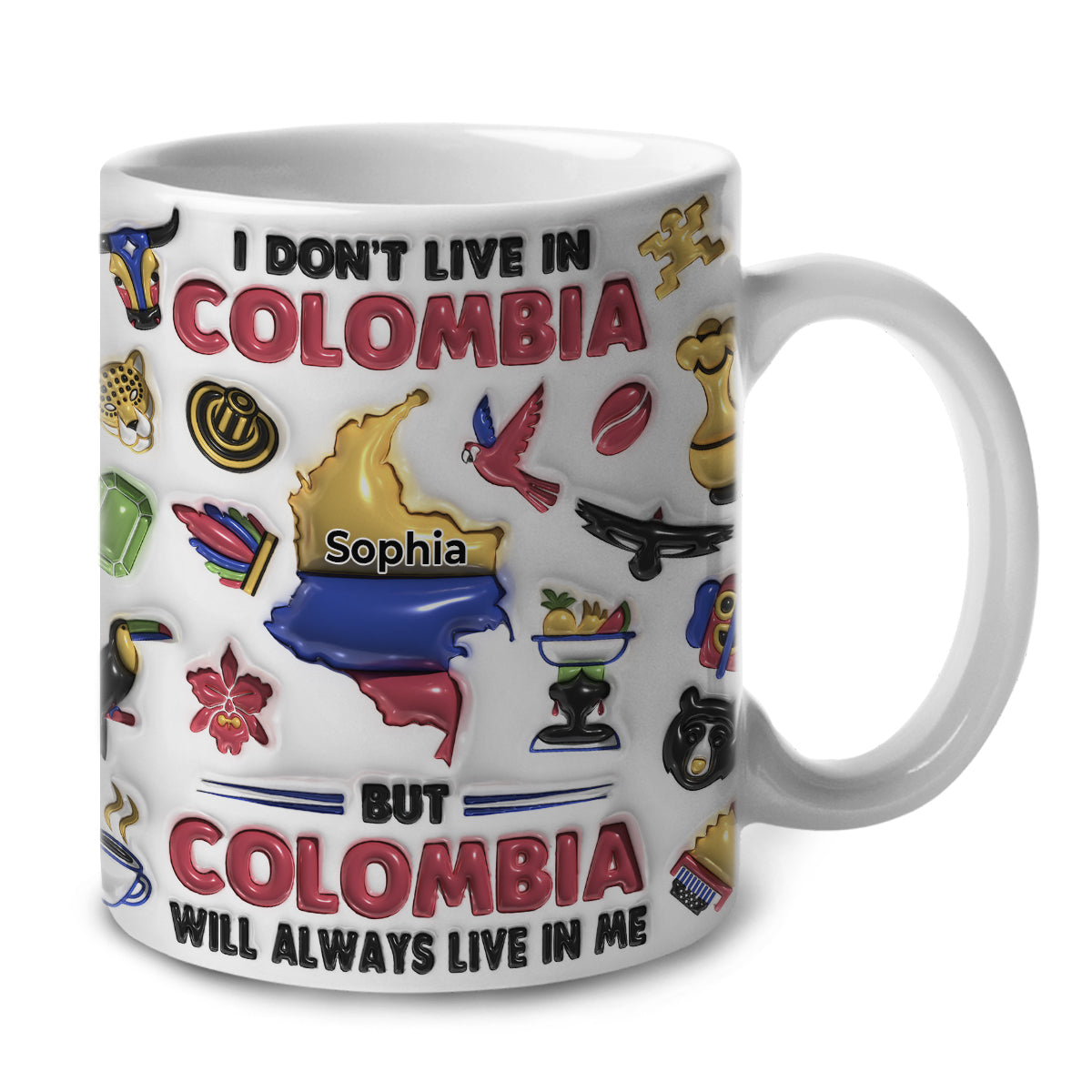 Custom Colombia Will Always Live In Me, Symbols Coffee Mug Cup