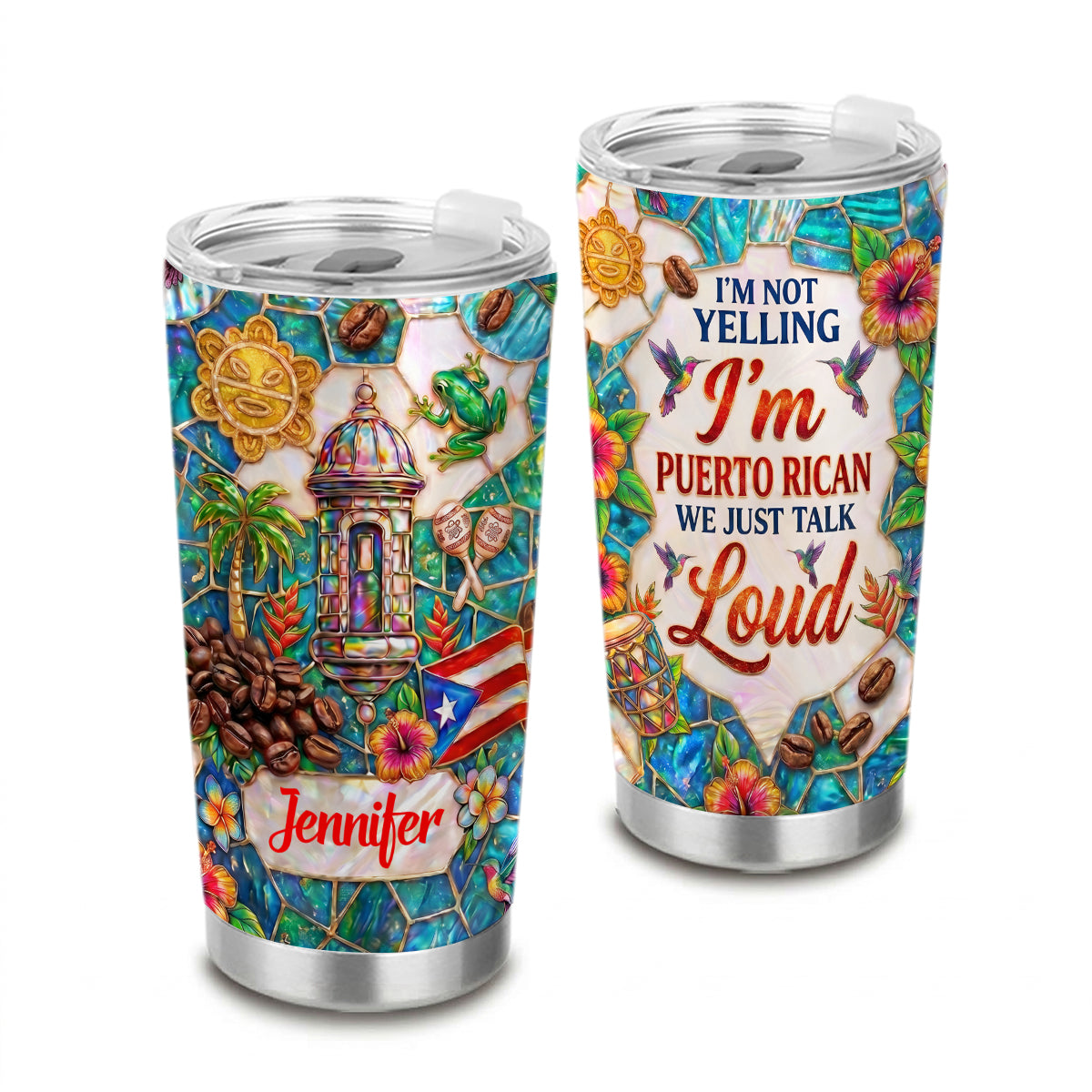 Custom I'm Puerto Rican Tumbler With 3D Print