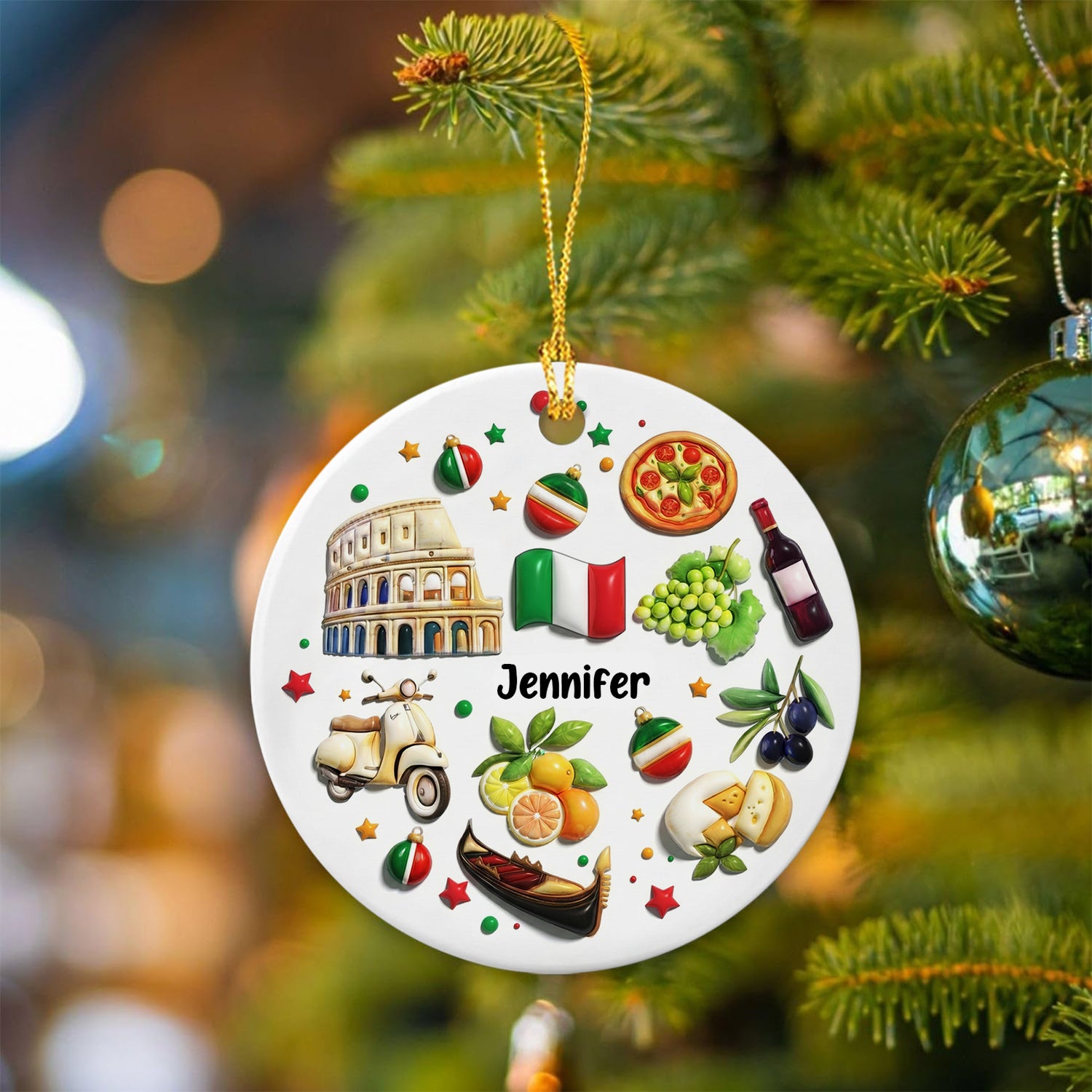 Custom Italy Italia Ornament Around Symbols