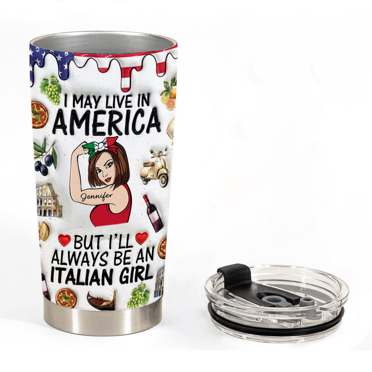 Custom I'll Always Be An Italian Girl Tumbler, Symbols, Name