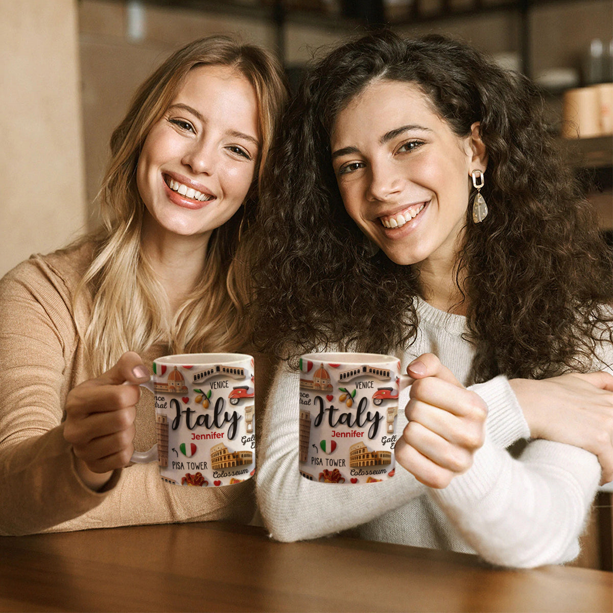 Italy Coffee Mug Cup With Custom Your Name Emboss Effect