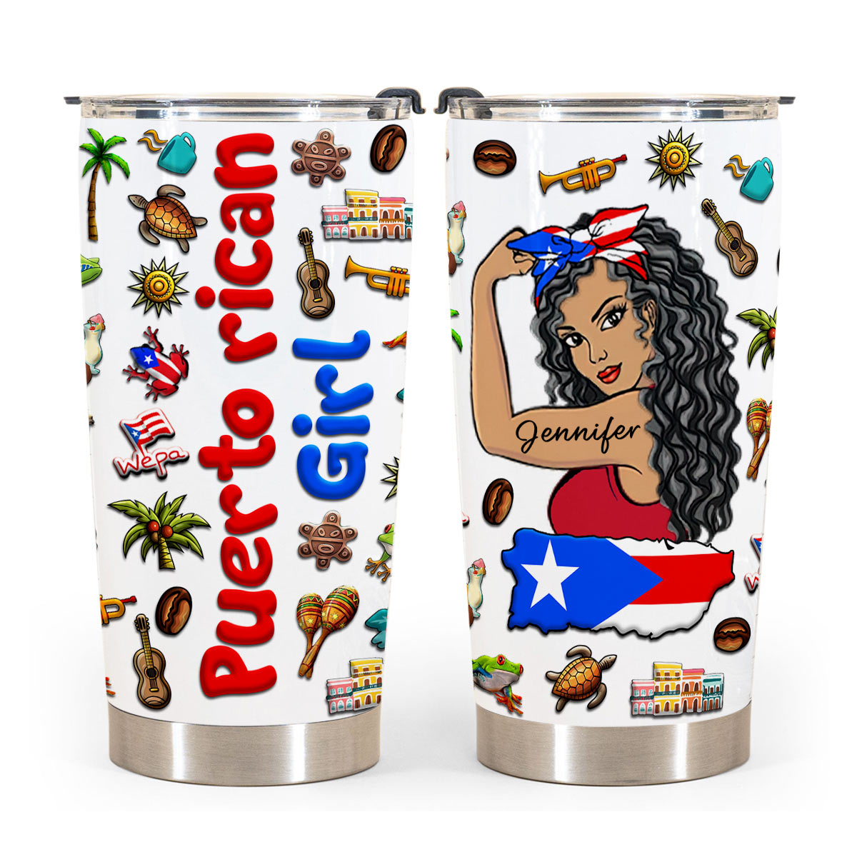 Custom Proud Puerto Rican Girl Tumbler And Your Name