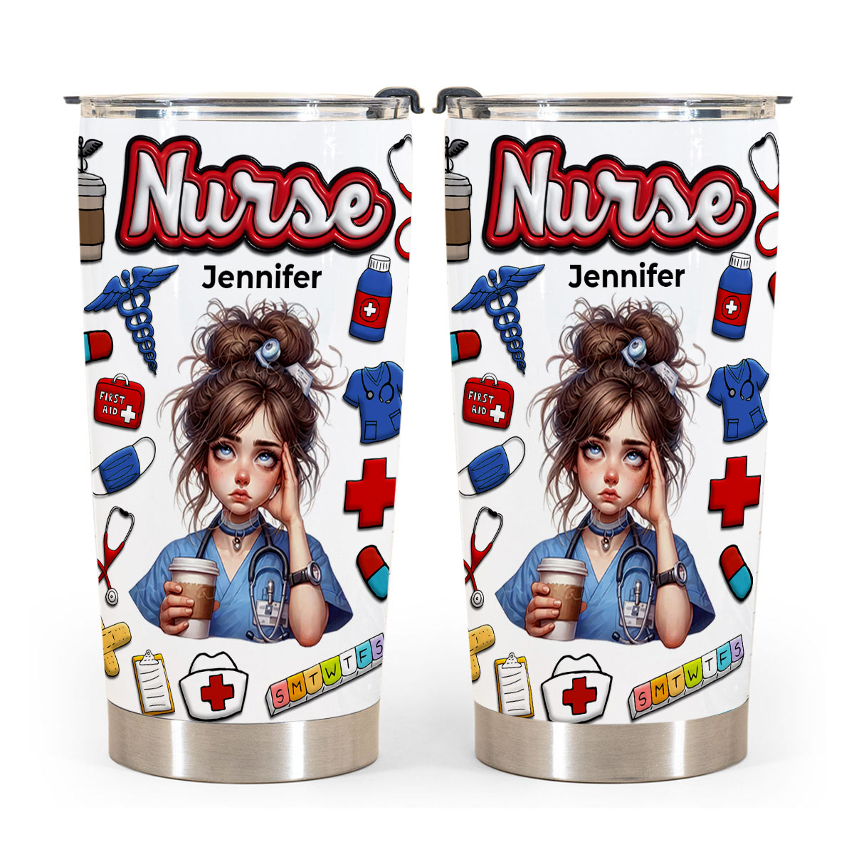 Custom Proud Nurse Tumbler, Clipart And Name